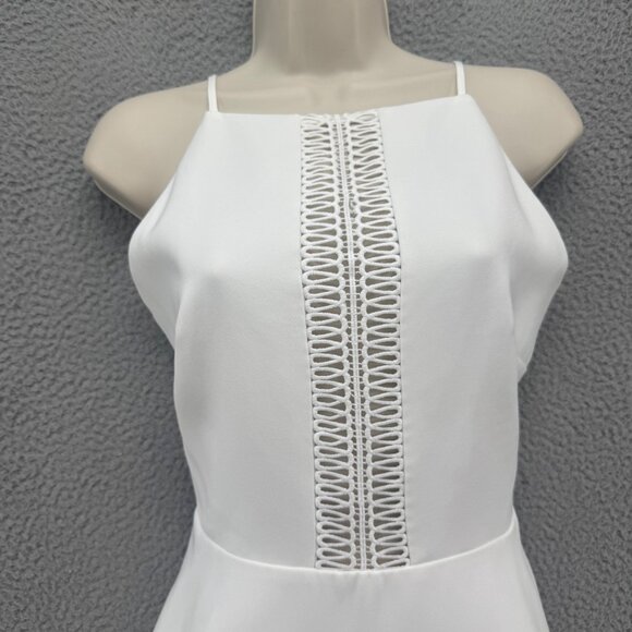 Keepsake Mini Fit Flare Dress Solid White Sleeveless Backless Braided Size M - Picture 3 of 16
